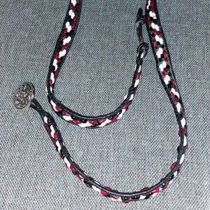 Leather bound 22" beaded wrap bracelet with button clasp